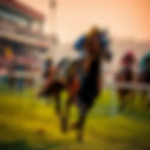 A jockey riding a horse crossing the finish line while spectators cheer in the background, representing a horse race event.