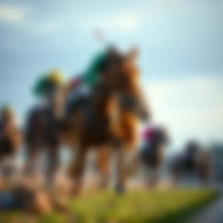 A horse racing event with horses in action, representing the impact of Lasix rules on the sport.