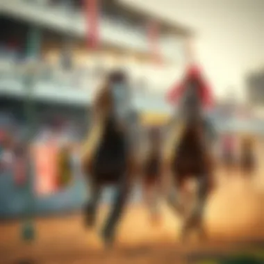 Two race horses, Renegade and Albus, competing at the Kentucky Derby event with spectators in the background.