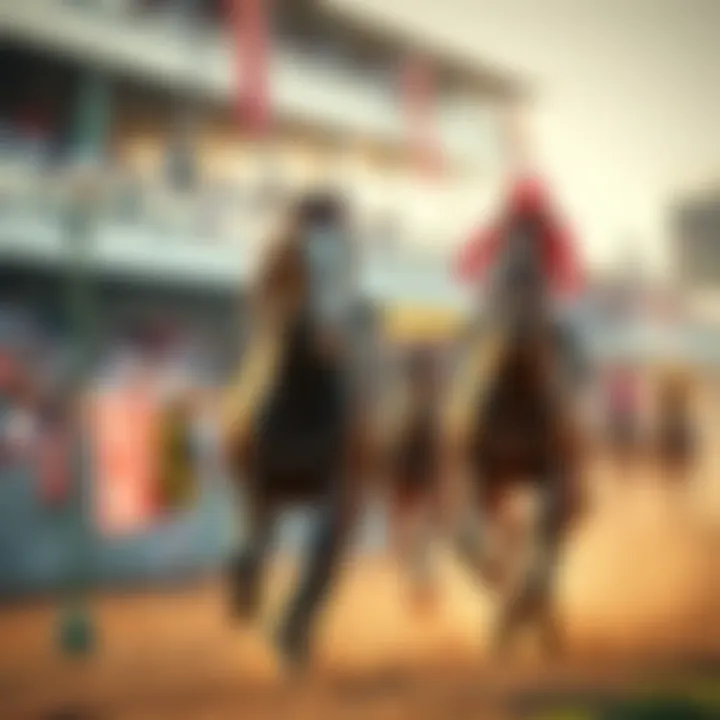 Two race horses, Renegade and Albus, competing at the Kentucky Derby event with spectators in the background.