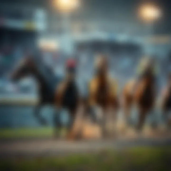 Four horses racing on a track with spectators in the background, highlighting the excitement of a Superfecta bet