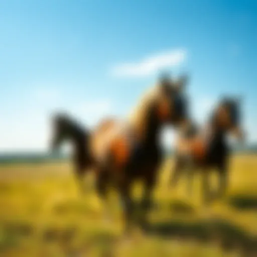 Horses in a southern pasture Horses grazing in a sunny southern pasture with blue skies