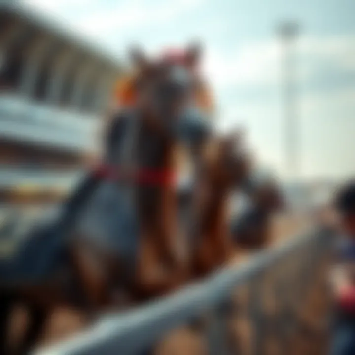 Two horses removed from a horse race, showing confusion among spectators