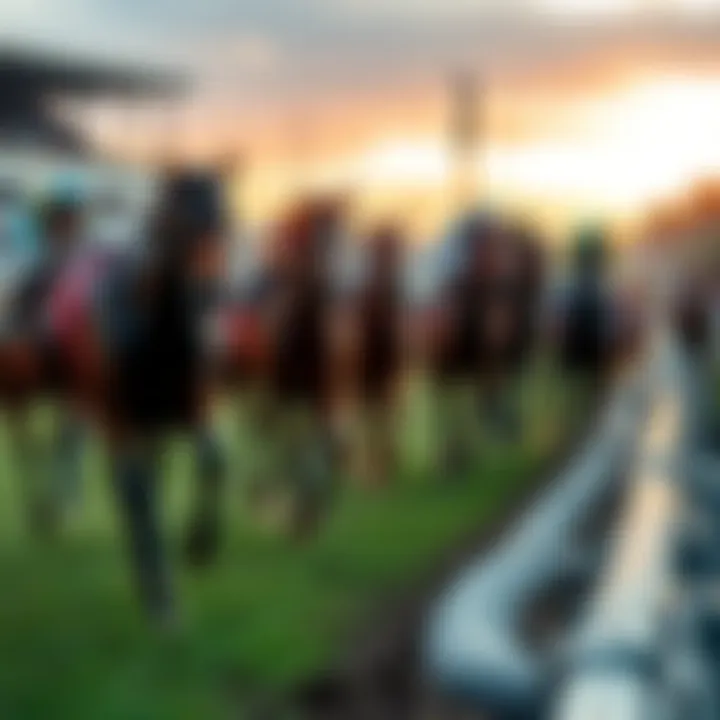 A group of horses racing on a track with spectators in the background, capturing the excitement of the Haskell nominations.