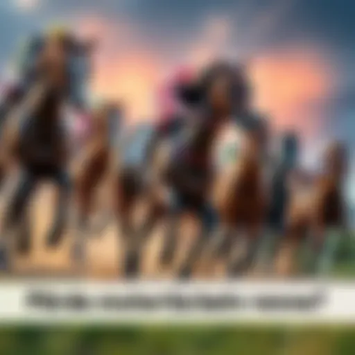 A group of horses racing at high speed, showing determination and energy.