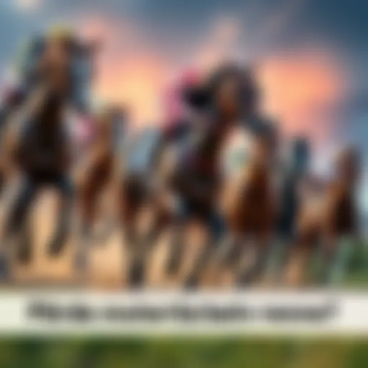 A group of horses racing at high speed, showing determination and energy.