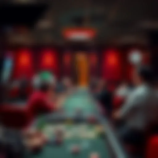 A bustling poker room in Houston with players at tables and a dealer overseeing the games.