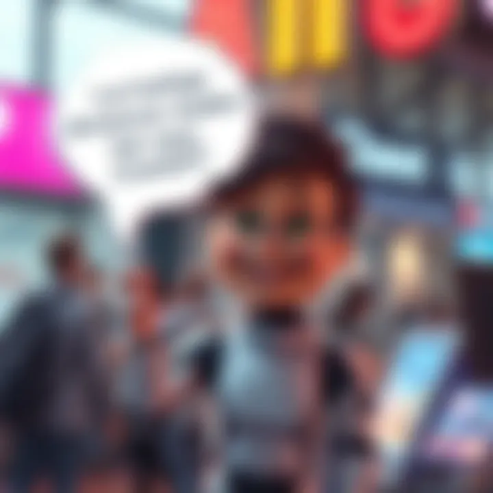 Humorous AI Content A cheerful character holding a speech bubble with funny text, showcasing creative humor from AI.