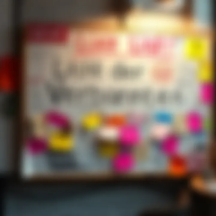 A colorful board filled with funny ideas and doodles for a banishment list, encouraging creative participation from people.