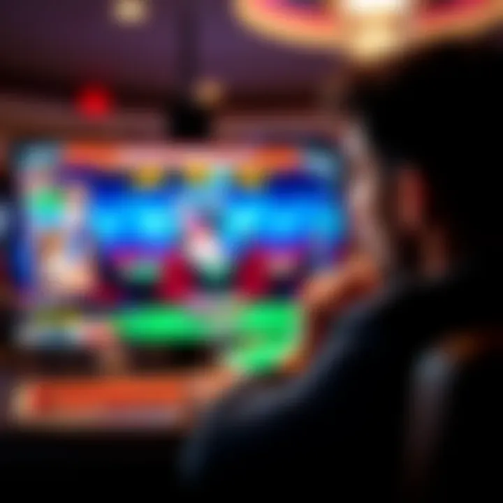 A person intently watching a poker game on a screen, showing excitement and engagement.