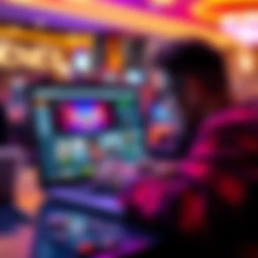 A person examining online casino websites on a laptop, looking for safety indicators and reviews