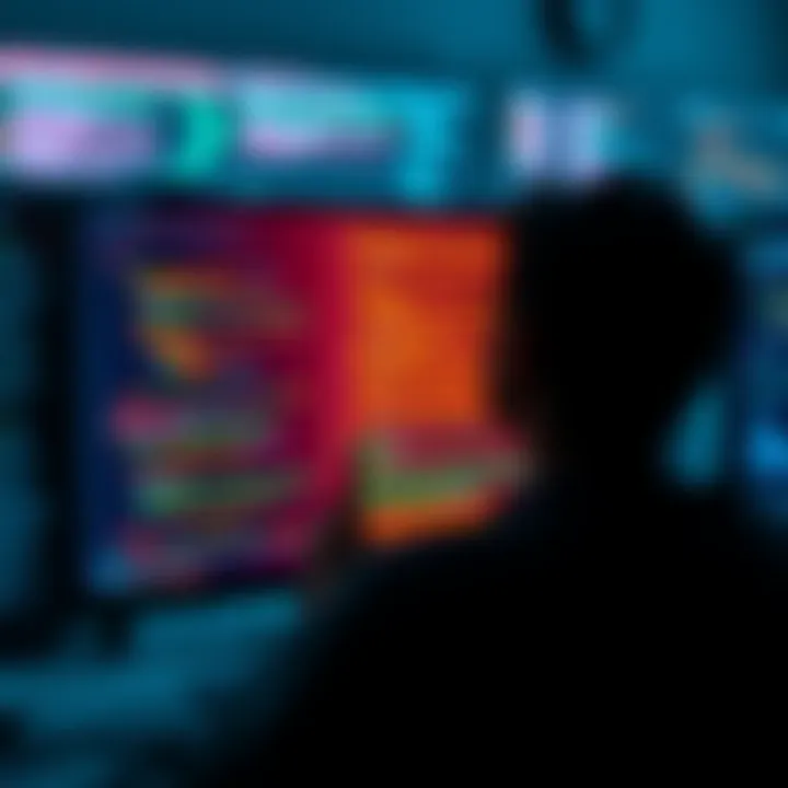 A person expressing concerns about security issues on a computer screen with data and code visualizations