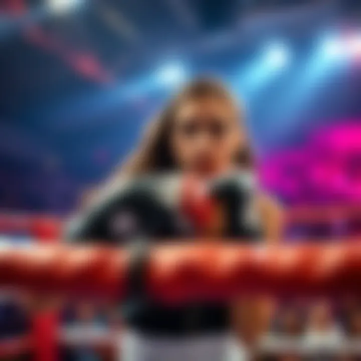 Ilia Topuria preparing for a fight, focused and ready, with a crowd cheering in the background