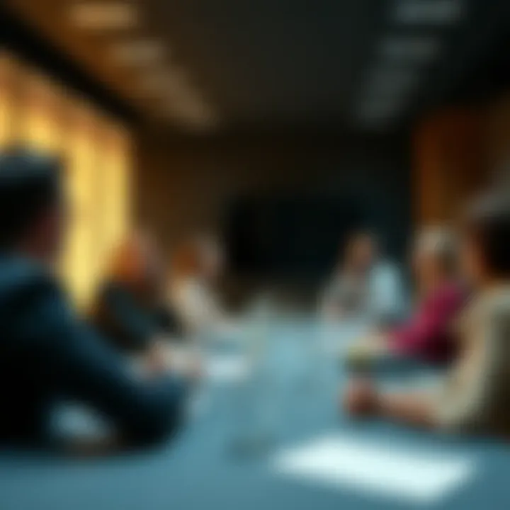 A group of people debating a significant decision in a meeting room, showing various opinions and reactions.