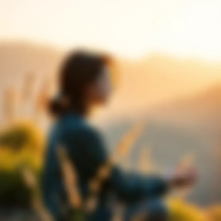 A person practicing mindfulness outdoors, enjoying nature to boost their mental health