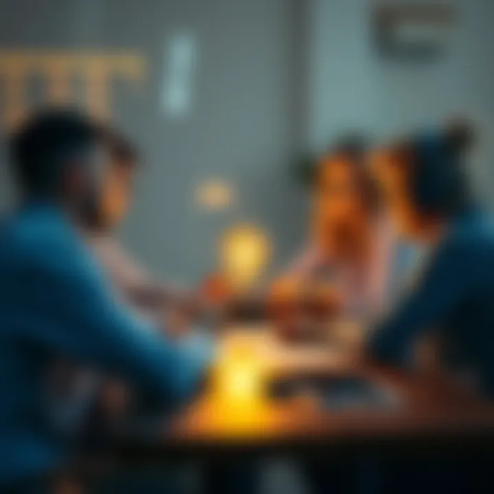 Information Changing Perspectives A group of people discussing new ideas around a table, with notes and a light bulb symbolizing new insights.