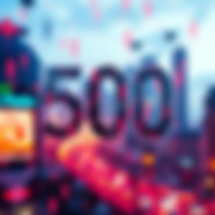 A graphic showing various contexts and themes related to the number 500.