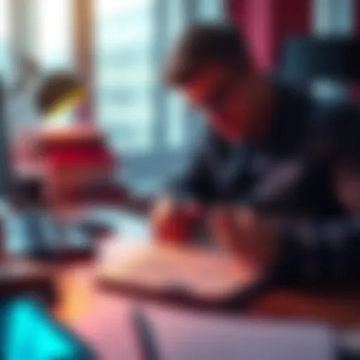 A person looking at a notebook with motivational notes on a desk, symbolizing inspiration and planning for success.