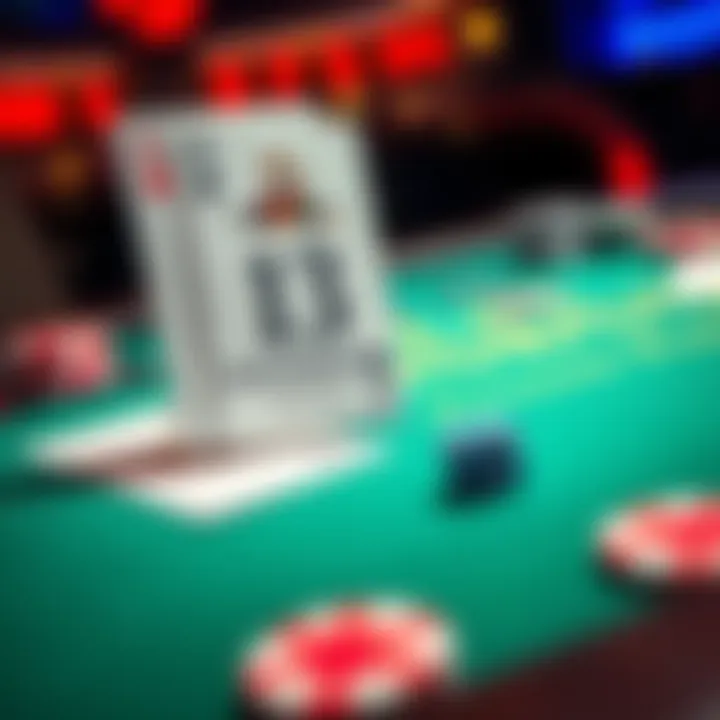 A close-up of a blackjack table with cards showing 13 and an Ace, highlighting the choice of insurance against the dealer's Ace.