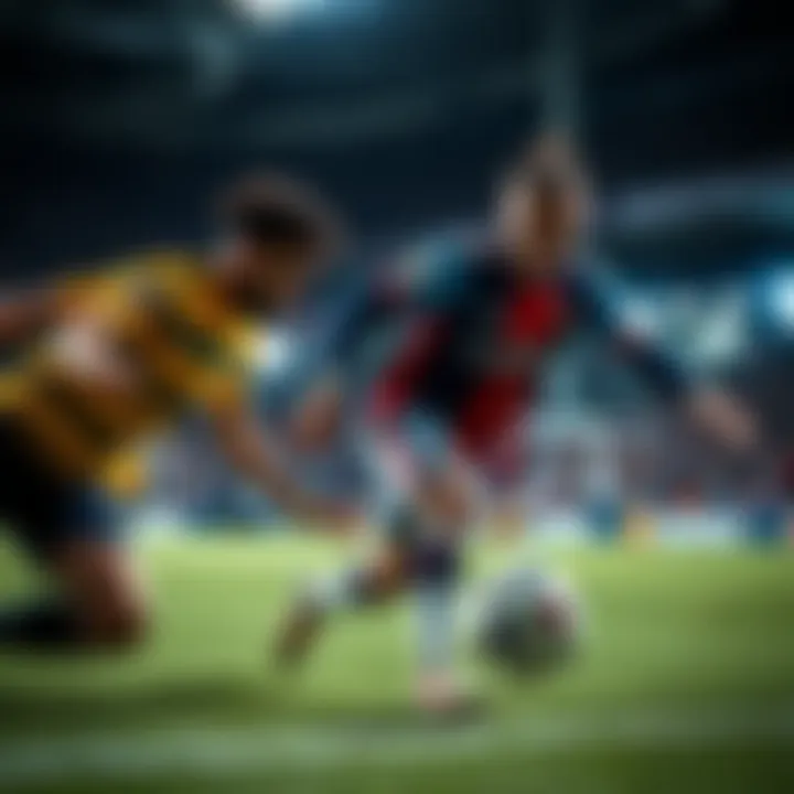 Players Cook and Monangai compete in a close football game, showing determination on the field.