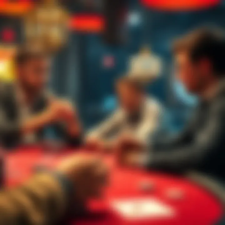 Intense moment at the poker table A tense poker game scene showing players reacting to an unusual call, with one player looking surprised and the dealer involved, conveying high emotions at the table.