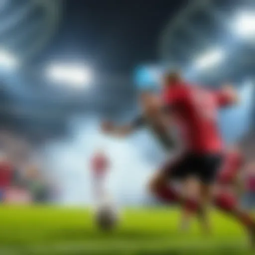 Two soccer teams battling it out on the field with fans cheering in the background, showcasing the excitement of an important game.
