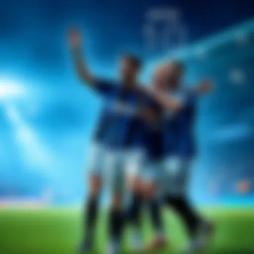Inter players celebrating after scoring a goal to secure a 1-0 win.