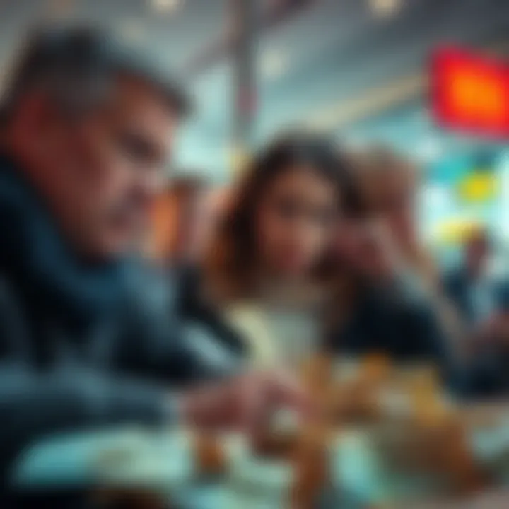 A visual representation of invalid currency affecting the financial market, showing people worried over their finances and crumpled currency notes.