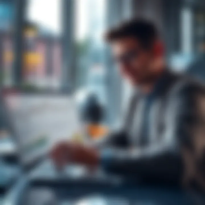 Investment Success A person reviewing investment charts and graphs on a laptop, looking satisfied with financial results.