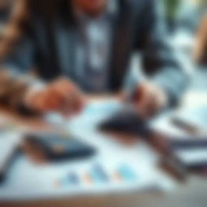 Investment Decision A person analyzing investment options with a calculator and financial documents on a table.