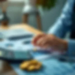 A person contemplating investment options with a calculator and financial documents on a table.