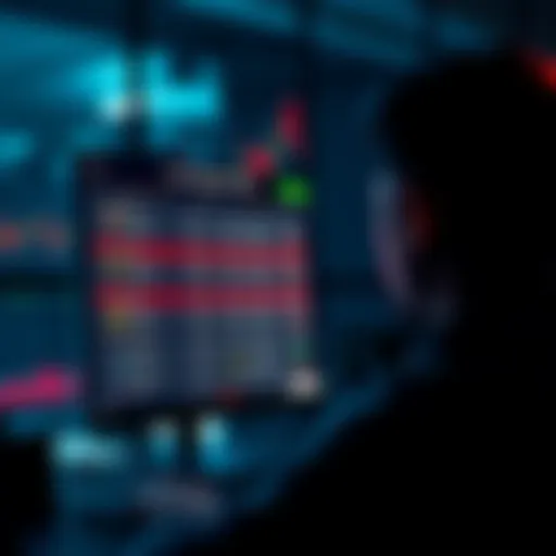 A person looking at a computer screen displaying investment options and betting odds