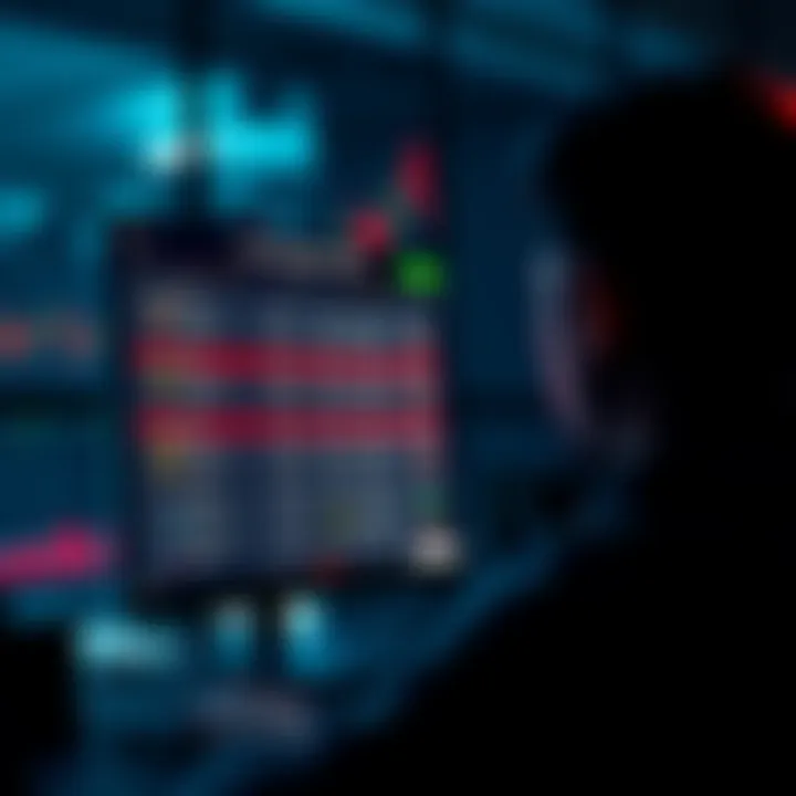 A person looking at a computer screen displaying investment options and betting odds