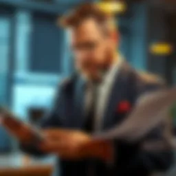 Investor paying high price for APL Millions package A businessman analyzing investment documents with a calculator, highlighting a $20,000 APL Millions package