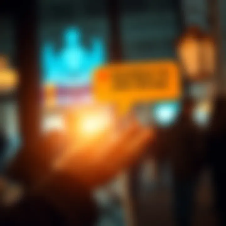 A graphic showing a person sending a message with text bubbles indicating comments and invitations, emphasizing participation in a group