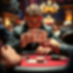 Isildur, an online poker star, mucks his cards at the WSOP after bluffing with Ace high, while his opponent prepares to reveal King high.