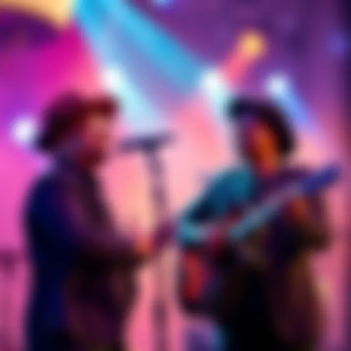 J Quiles performing with Zion & Lennox in a vibrant music setting