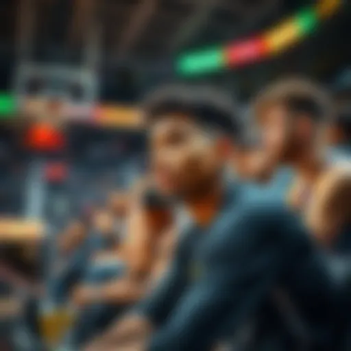 Ja Morant looking concerned while sitting on a bench in a basketball arena with teammates