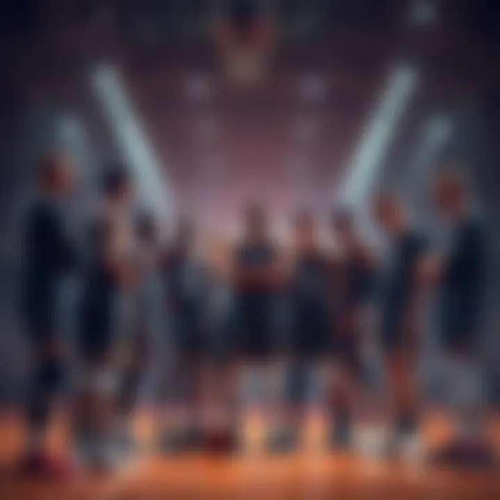 A basketball team huddles, showing mixed reactions to Jabari's absence, illustrating the shift in team dynamics and strategy.