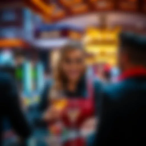 Jacki providing excellent service to guests at a casino, with a welcoming smile and attentive demeanor.