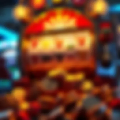 A close-up of a jackpot slot machine with bright lights and coins spilling out, symbolizing winning strategies in gambling.