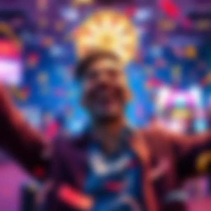 A joyful person celebrating their first jackpot win with a big smile and confetti around them.