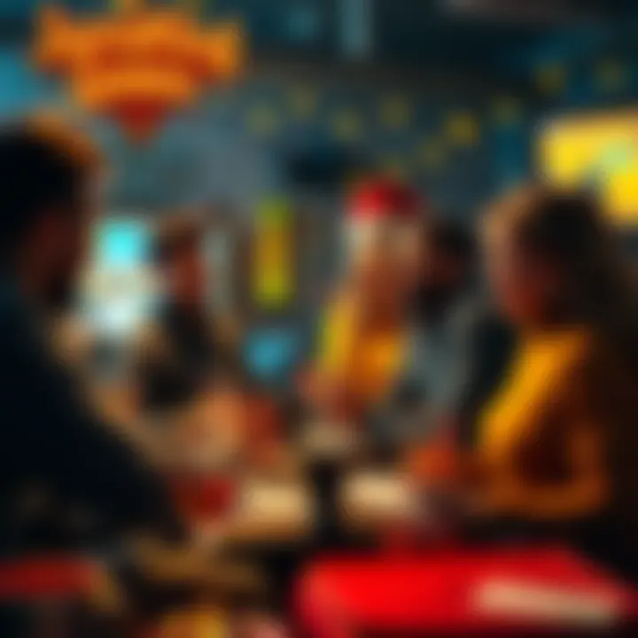 January Guessing Game A group of people sharing tips for a guessing game in a lively setting