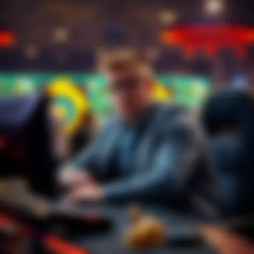 Jasper sitting at a gaming desk, looking frustrated as he tells Doug he will pay him 5,000 dollars less after losing a game