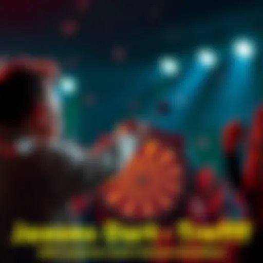 A person named Jaxon aiming and throwing a dart at a dartboard, with excitement in the air as people cheer around him.