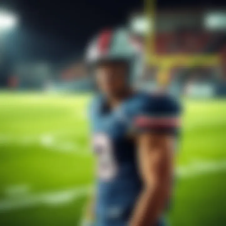 Jayden Daniels in a football uniform, focused and ready for the upcoming game, looking determined on the field