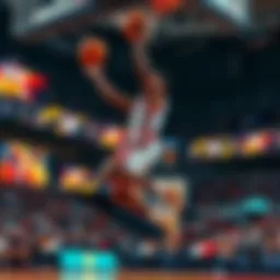 Basketball player Jaylen Brown jumping for a rebound during an NBA game