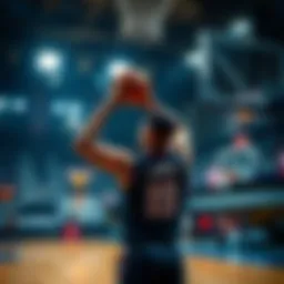 A basketball player named Jeremiah preparing to shoot during a game, focused on scoring points.