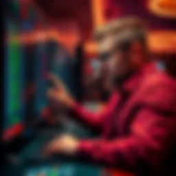JerimiaFraiser in Action A confident male gambler analyzing betting options on a screen, with a focus on parlay bets, showing success and strategy.
