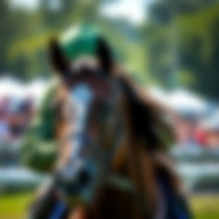 A jockey gently taps a horse's shoulder during a race instead of using a whip, showcasing a new training technique.
